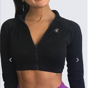 BLACK WORKOUT CROPPED JACKET